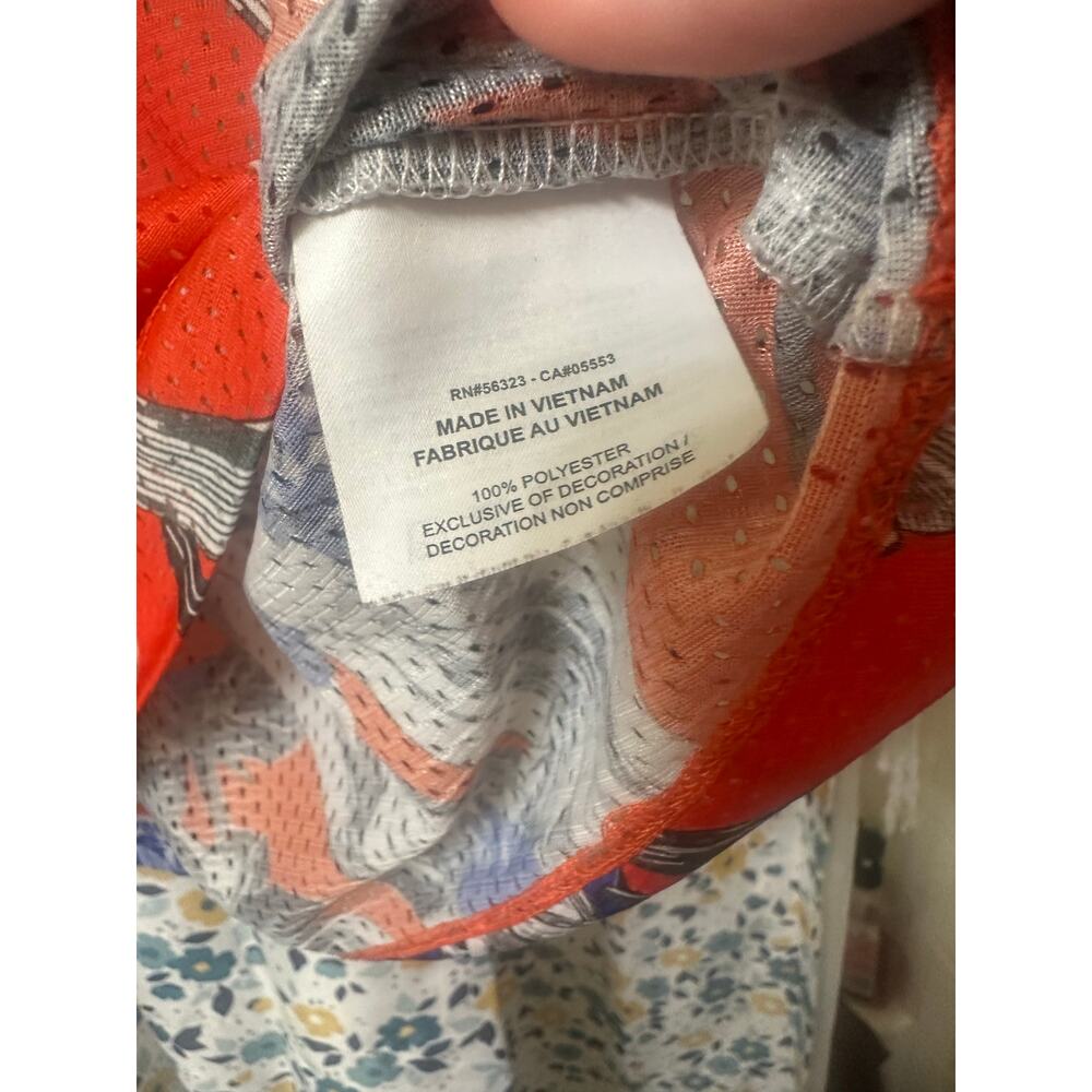 Nike Sportswear Floral Mesh Top Women’s Plus Size 1X Orange Blue Graphic Short - Picture 5 of 8